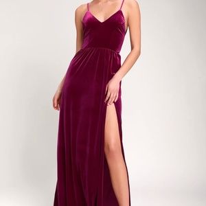 Lulus Final Song Magenta Velvet Maxi Dress (XS)